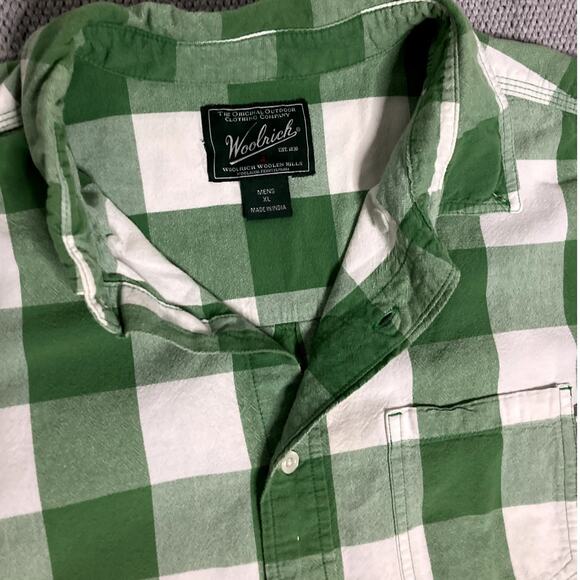 Woolrich Outdoor Summer Shirt Men's XL Green Checkered Button Down Summer Y2K - Picture 4 of 8